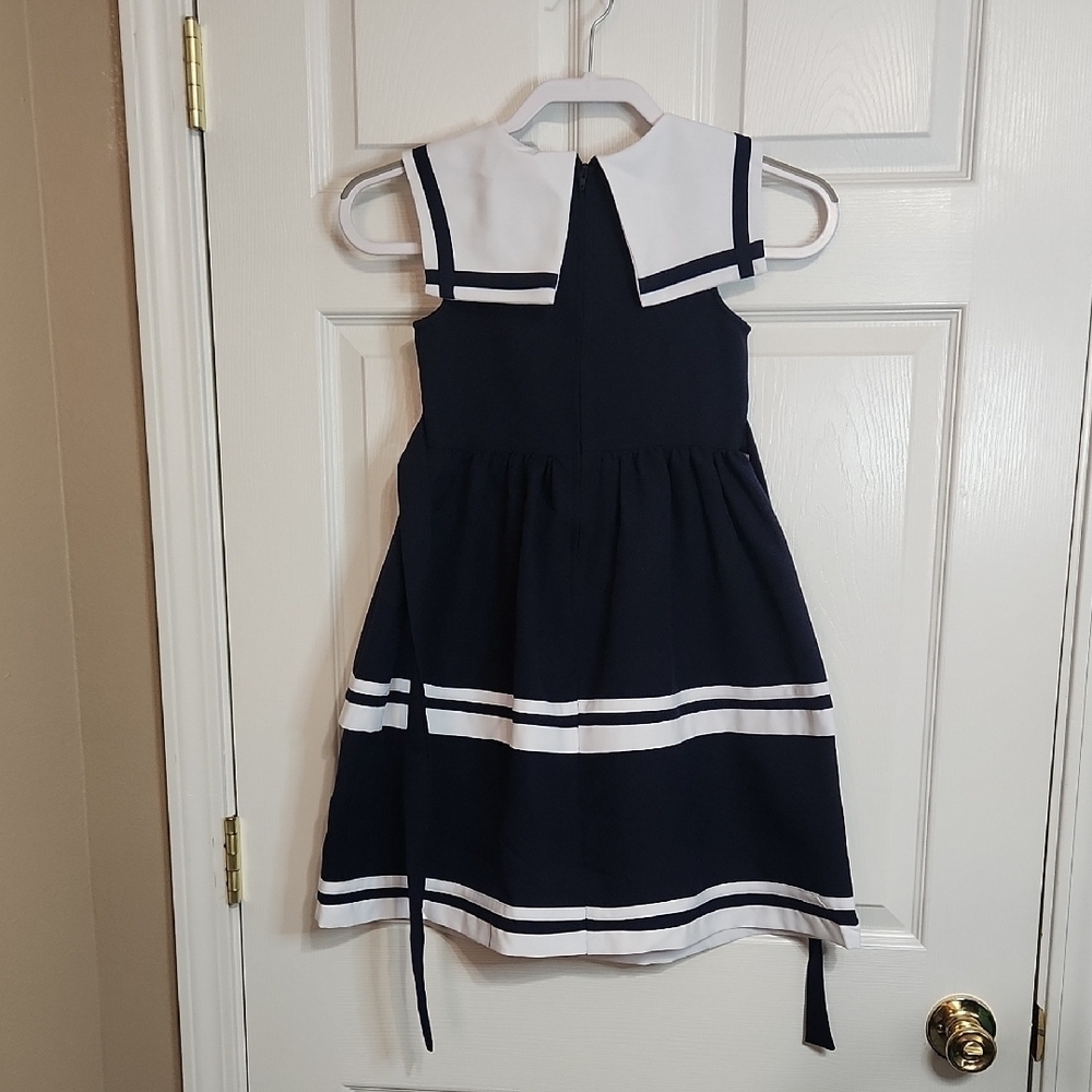 Bonnie Jean Blue Sleeveless Sundress with Sailor Collar - Picture 3 of 8